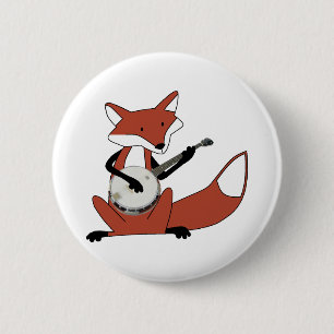 Chapa Redonda De 5 Cm Fox que toca el banjo