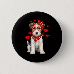 Chapa Redonda De 5 Cm Fox Terrier Día de San Valentín Perro de pelo duro