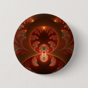 Chapa Redonda De 5 Cm Fractal abstracto moderno naranja rojo luminoso
