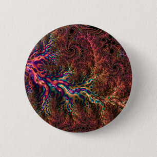 Chapa Redonda De 5 Cm Fractal colorido y seductor Groovy Trippy
