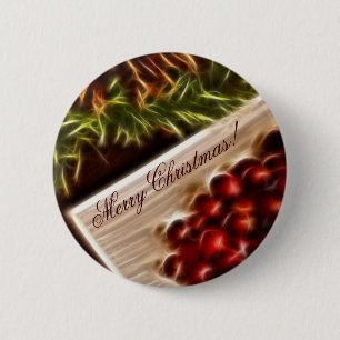 Chapa Redonda De 5 Cm Fractal Cranberry Navidades con Personalizable Tex
