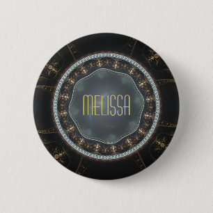 Chapa Redonda De 5 Cm Fractal de Steampunk Metálico Personalizado