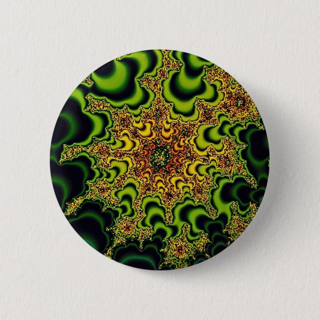 Chapa Redonda De 5 Cm Fractal verde (Anverso)