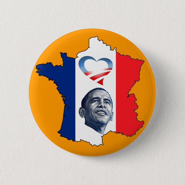 Chapa Redonda De 5 Cm Francia ama a Obama (Anverso)