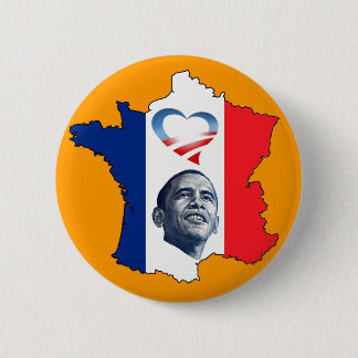 Chapa Redonda De 5 Cm Francia ama a Obama