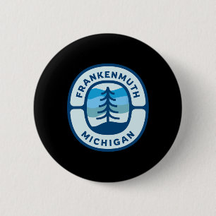 Chapa Redonda De 5 Cm Frankenmuth Michigan Mi Retro Winter Forest Souven