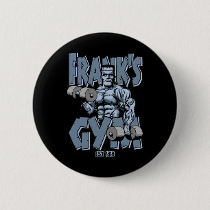 Chapa Redonda De 5 Cm Frankenstein Gym Funny Bodybuilding Fitness Workou