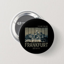 Chapa Redonda De 5 Cm Frankfurt Alemania Skyline Retro Vintage Souvenir