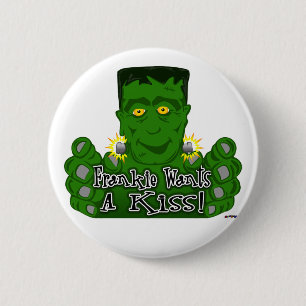 Chapa Redonda De 5 Cm ¡Frankie quiere un beso!
