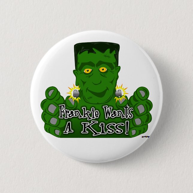 Chapa Redonda De 5 Cm ¡Frankie quiere un beso! (Anverso)