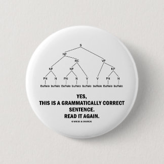 Chapa Redonda De 5 Cm Frase gramatical correcta del búfalo (8 veces)