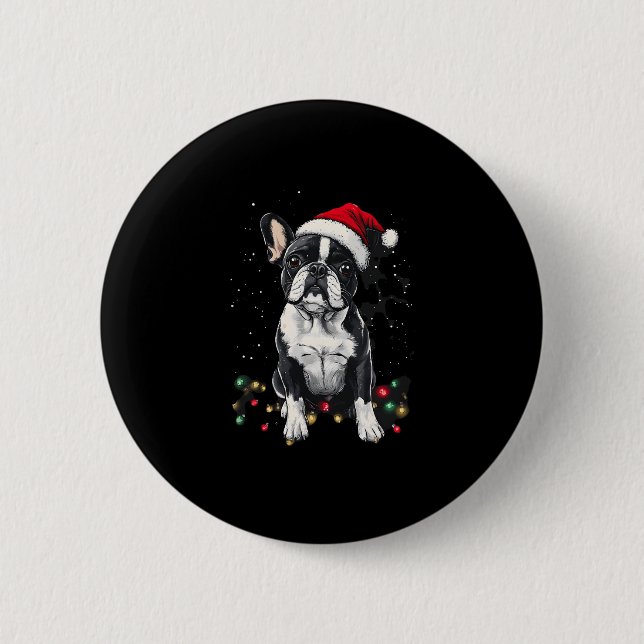Chapa Redonda De 5 Cm French Bulldog Christmas Lights Xmas Dogs Gifts Me (Anverso)