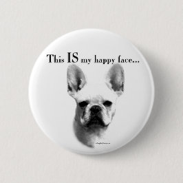 Chapa Redonda De 5 Cm Frenchie Happy Face