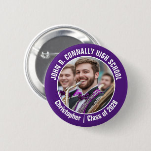 Chapa Redonda De 5 Cm Freno escolar de la banda de Marcha Púrpura