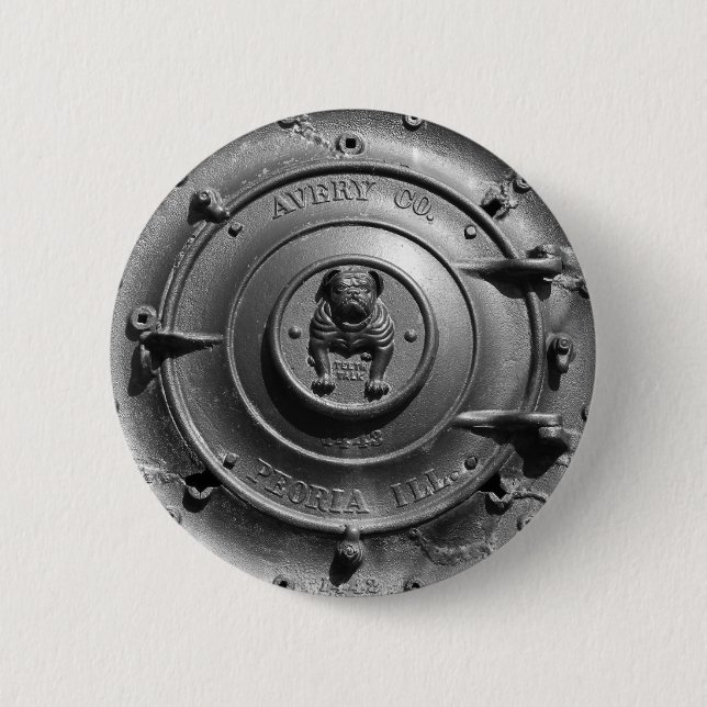 Chapa Redonda De 5 Cm Frente del tractor del vapor del vintage (Anverso)