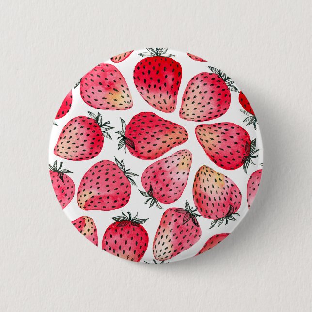 Chapa Redonda De 5 Cm Fresas acuarela y tinta (Anverso)