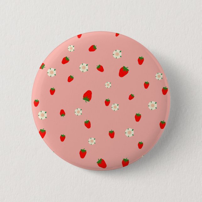 Chapa Redonda De 5 Cm Fresas y flores (Anverso)