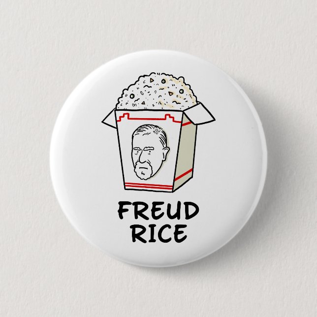 Chapa Redonda De 5 Cm Freud Rice Food Psychology Pun (Anverso)