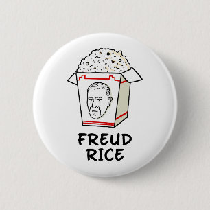 Chapa Redonda De 5 Cm Freud Rice Food Psychology Pun