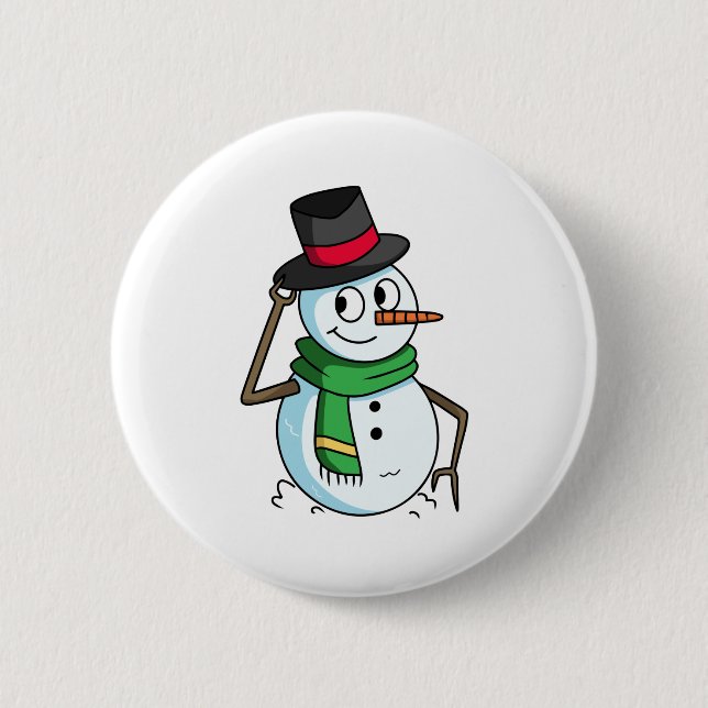 Chapa Redonda De 5 Cm Friendly Snowman (Anverso)