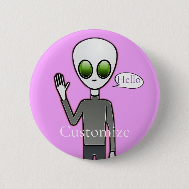 Chapa Redonda De 5 Cm Friendly Waving Alien Thunder_Cove (Anverso)