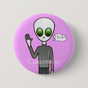 Chapa Redonda De 5 Cm Friendly Waving Alien Thunder_Cove