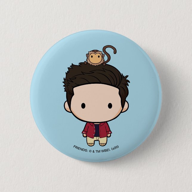 Chapa Redonda De 5 Cm FRIENDS™ | Ross Chibi (Anverso)
