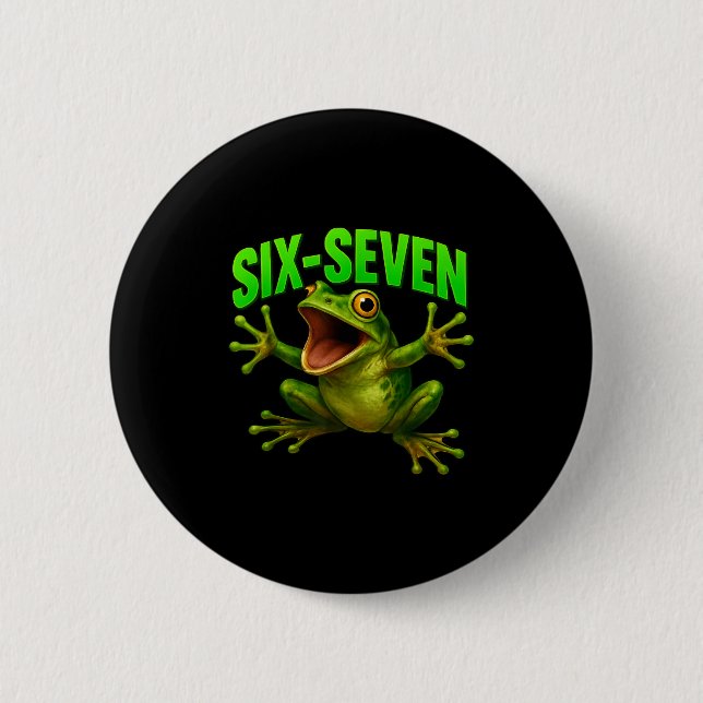 Chapa Redonda De 5 Cm Frog 67 Meme Six Seven Funny Gen Alpha  (Anverso)