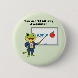 Chapa Redonda De 5 Cm  Frog Teacher "Toadally Awesome" Kids Valentine