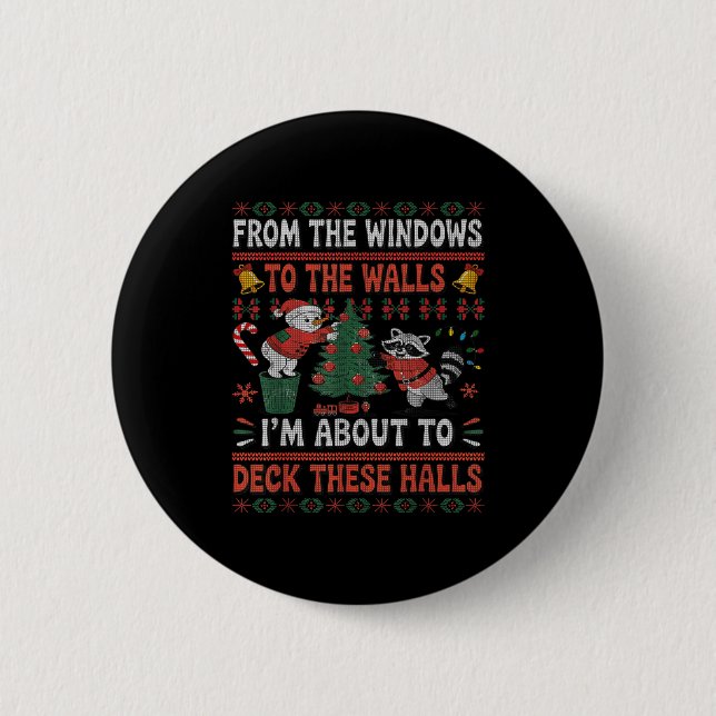 Chapa Redonda De 5 Cm From The Windows To The Walls Raccoon Christmas Ug (Anverso)