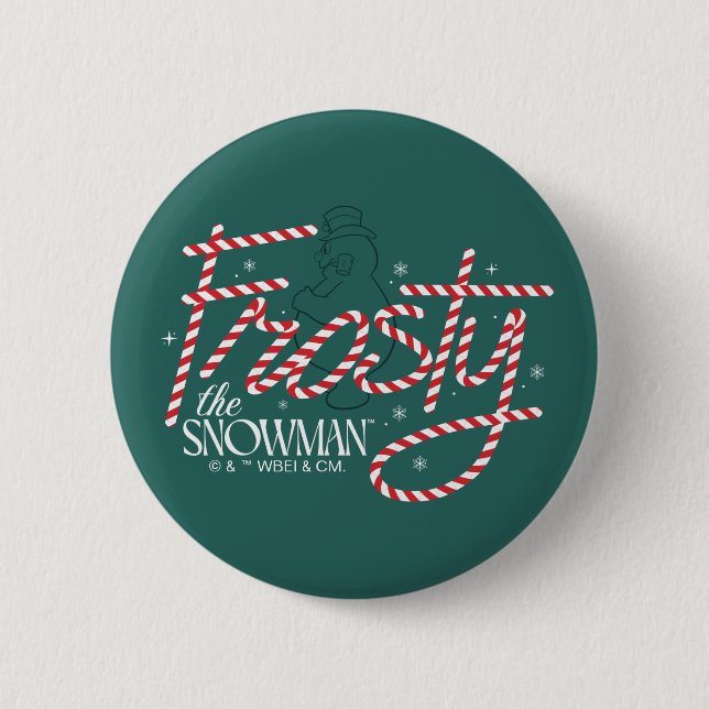 Chapa Redonda De 5 Cm Frosty el logo de Snowman Candy Cane (Anverso)