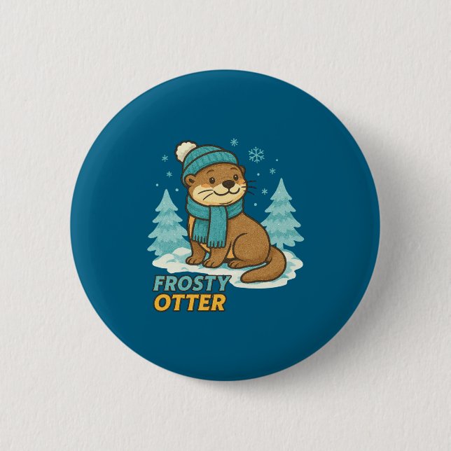 Chapa Redonda De 5 Cm Frosty Otter Winter Charm Art Long Sleeve  (Anverso)