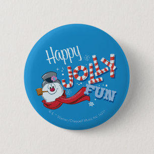 Chapa Redonda De 5 Cm Frosty the Snowman™   Happy Jolly Fun