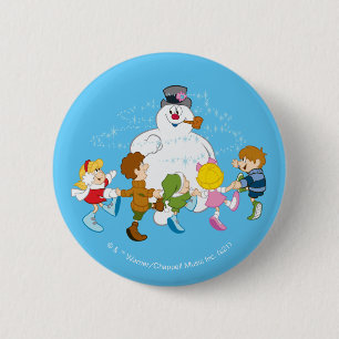 Chapa Redonda De 5 Cm Frosty the Snowman™   Jugar con escarcha y niño