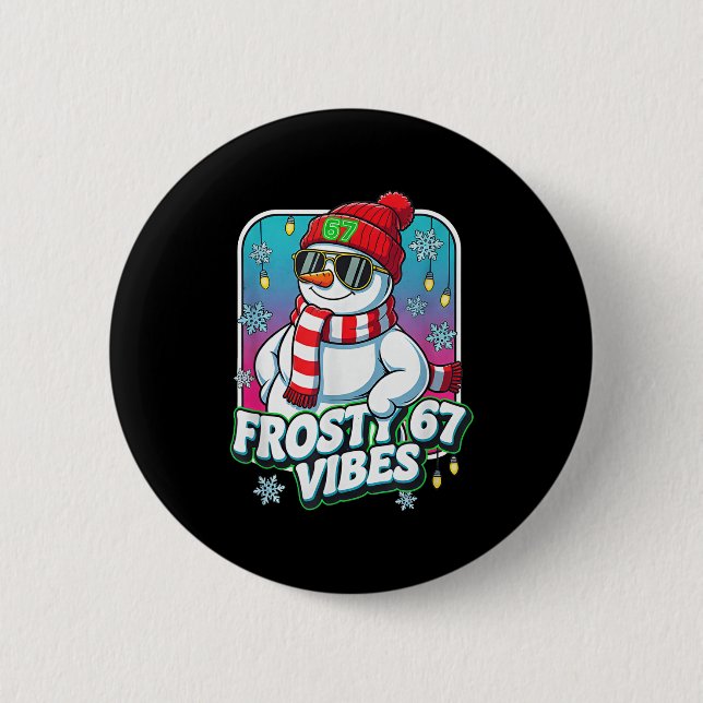 Chapa Redonda De 5 Cm Frosty Vibes 67 Snowman Christmas  (Anverso)
