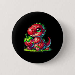 Chapa Redonda De 5 Cm Fruta de verano de fresa cutánea Lover Dinosaur T