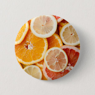 Chapa Redonda De 5 Cm Frutas cítricas en rodajas jugosas