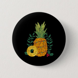 Chapa Redonda De 5 Cm Frutas de Verano Hawaiano Piña Navidad Tropical