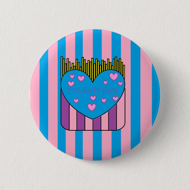 Chapa Redonda De 5 Cm FryShy Button Pink and Blue (Anverso)