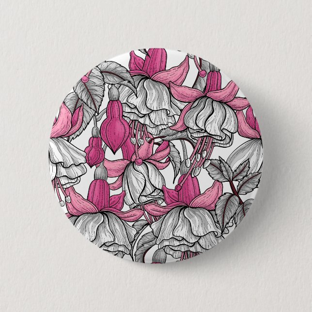 Chapa Redonda De 5 Cm Fuchsia en blanco y rosa (Anverso)