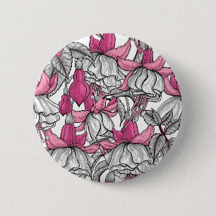 Chapa Redonda De 5 Cm Fuchsia en blanco y rosa
