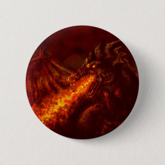 Chapa Redonda De 5 Cm Fuego de respiración del gran dragón rojo de la