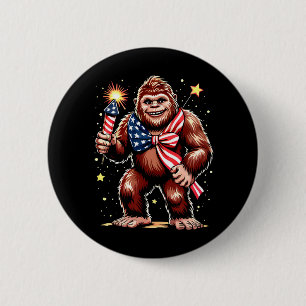 Chapa Redonda De 5 Cm Fuegos Artificiales Bigfoot 4 De Julio Sasquatch E