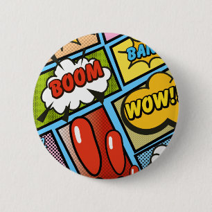 Chapa Redonda De 5 Cm ¡Fuentes de dibujos animados de cómics!