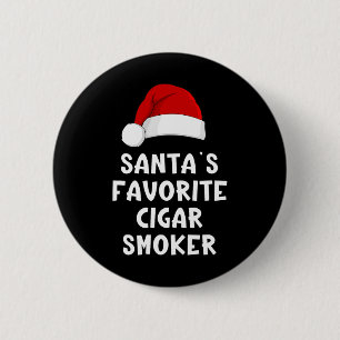 Chapa Redonda De 5 Cm Fumador de cigarros favorito del Santa de Navidad