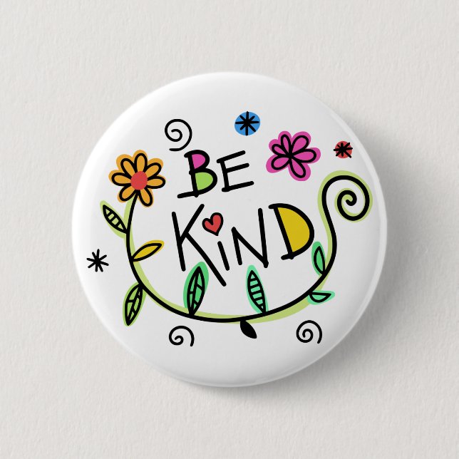 Chapa Redonda De 5 Cm Fun Be Kind Floral (Anverso)