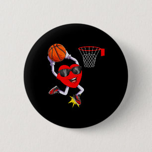 Chapa Redonda De 5 Cm Fun Heart Dunking Baloncesto Deportivo Amantes de