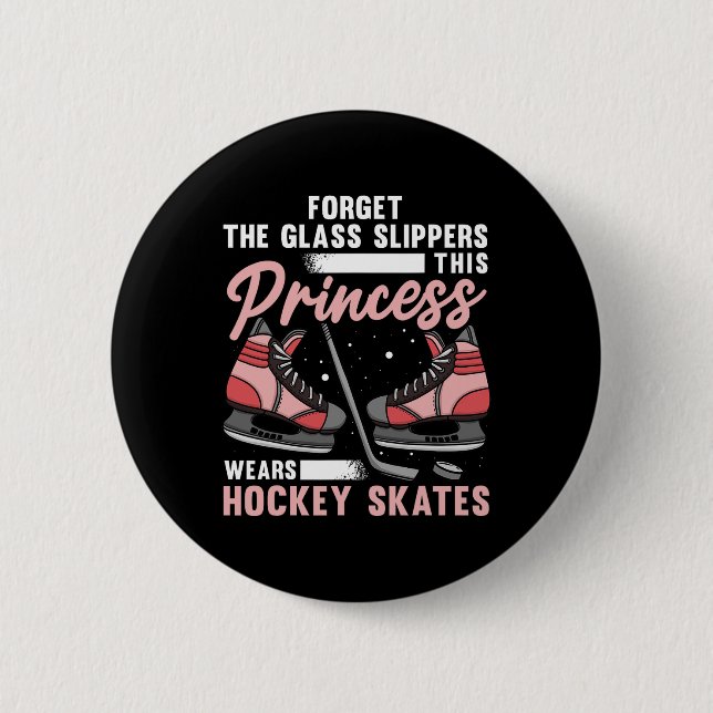 Chapa Redonda De 5 Cm Fun Ice Hockey Arte Para Mujeres Chicas Jugar Hock (Anverso)