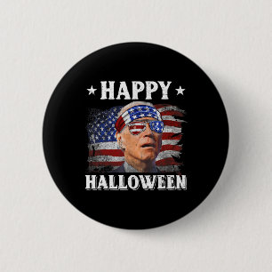 Chapa Redonda De 5 Cm Fun Joe Biden Happy Halloween confundido en julio