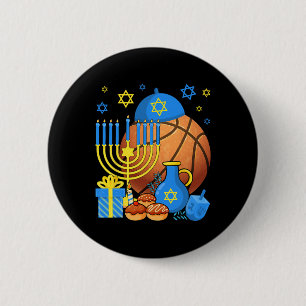 Chapa Redonda De 5 Cm Fun judío Bysketbyll Byll Menorah Happy Hanukkah
